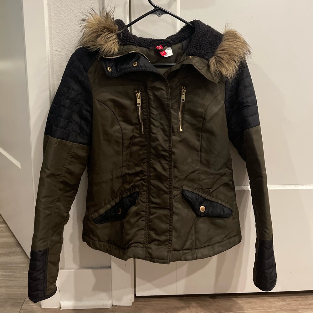 H&M Faux Fur Hooded Jacket S